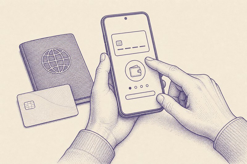 Zeichnung in Tusche zum Thema: Alipay als Tourist einrichten