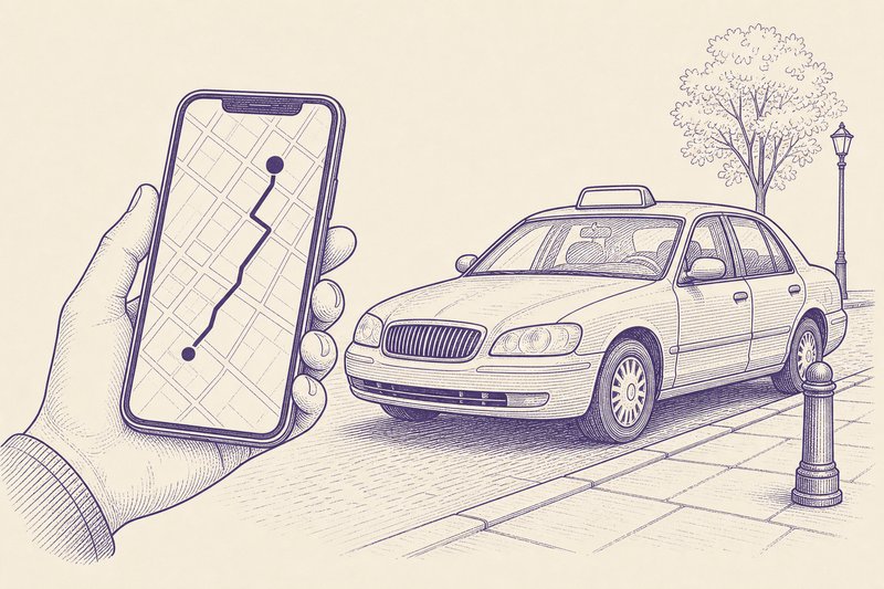 Zeichnung in Tusche zum Thema: Amap, Didi, Metro: die wichtigsten Apps vor Ort