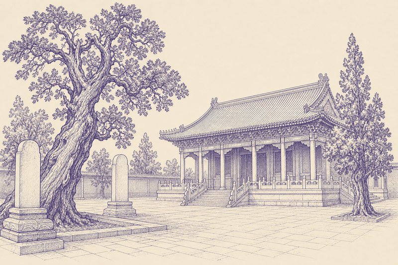 Zeichnung in Tusche zum Thema: Konfuzius und der Konfuzianismus in China