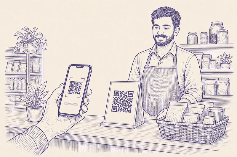 Zeichnung in Tusche zum Thema: WeChat Pay mit deutscher Kreditkarte einrichten